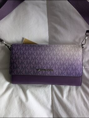 Michael Kors Jet Set Purple Signature Logo Crossbody Bag